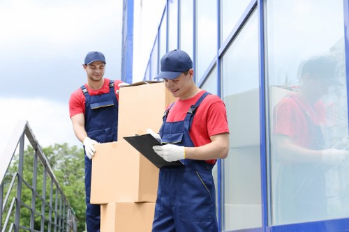 Removal van preparing for a flat move in Brompton