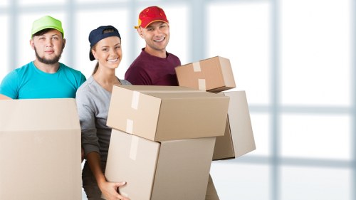 Specialist furniture and office assets being handled during a Brompton move