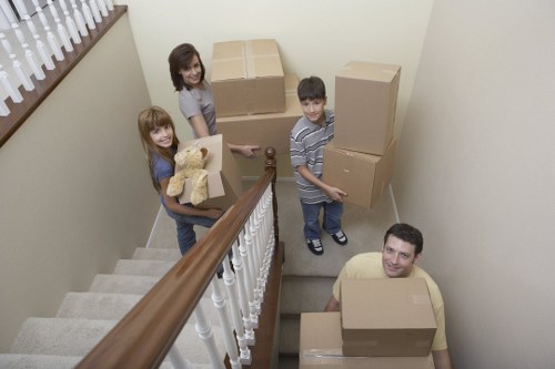 Packed boxes ready for student move in Brompton